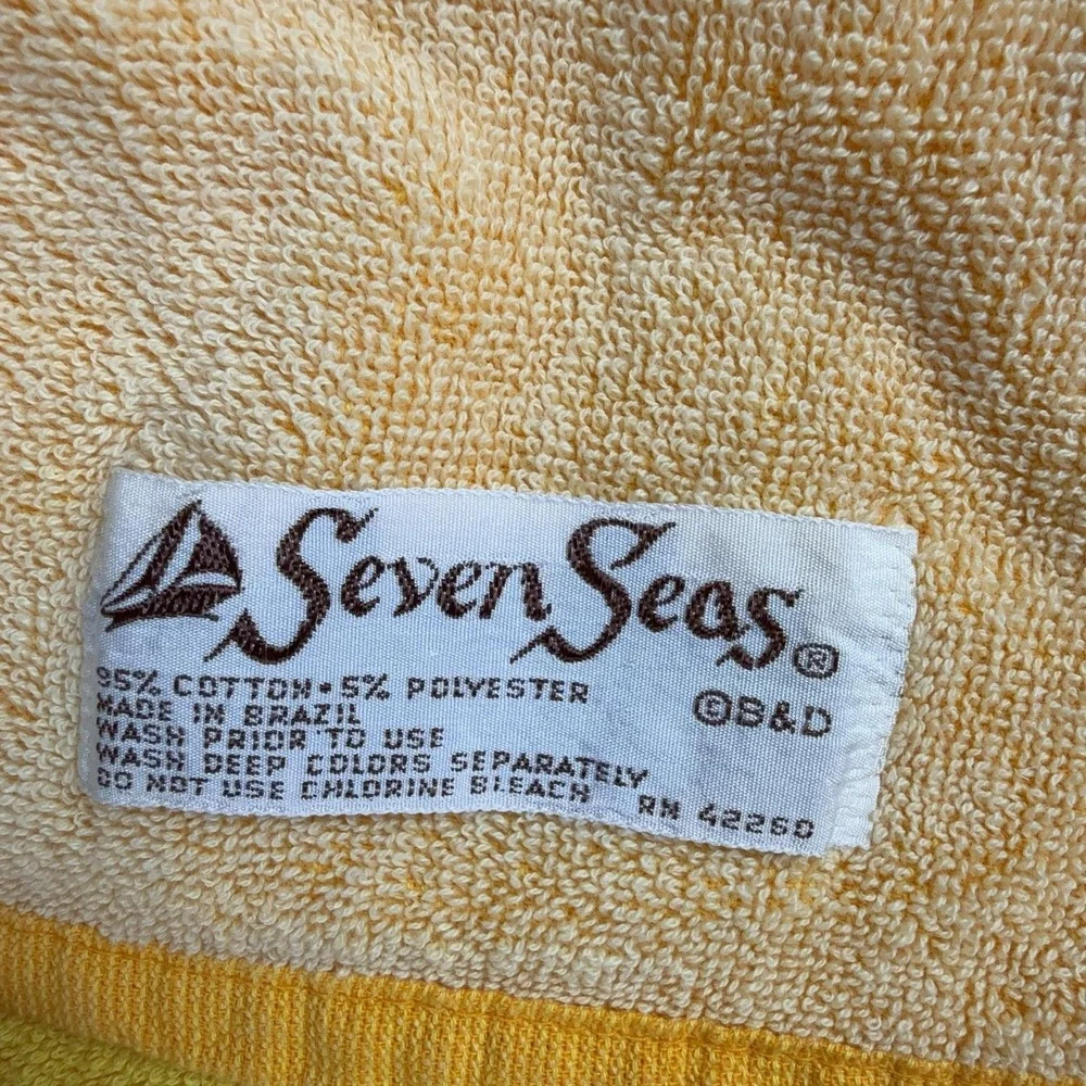 Seven Seas Beach Towel Yellow Sunset Sailboat Ocean Waves 20x30 Cotton Brazil